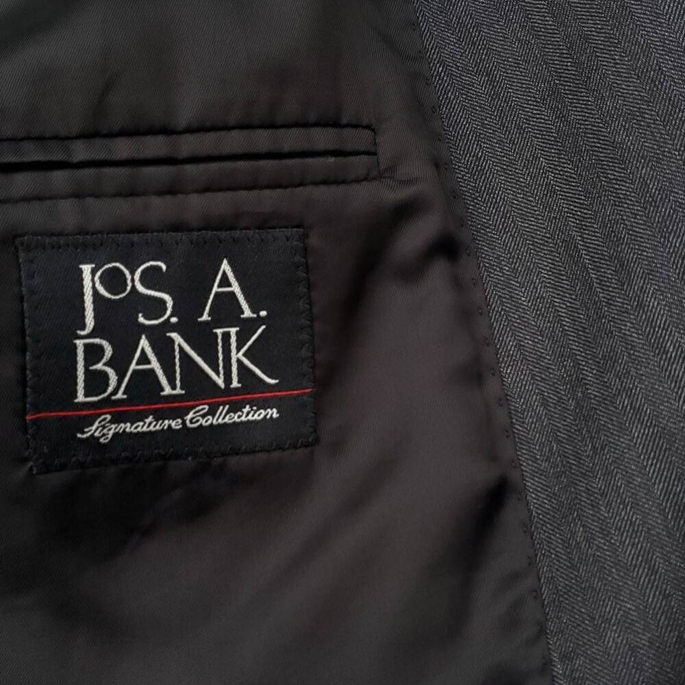 Jos A Bank Gray Wool Blazer Jacket Sport Coat Signature Gentleman Classic 44R - Picture 15 of 16